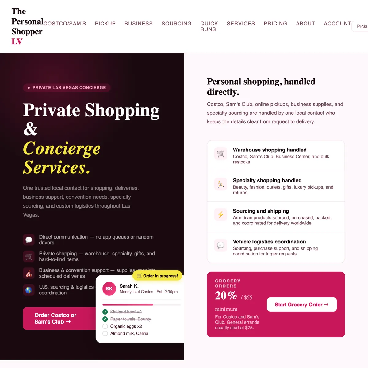 Personal Shopper LV website screenshot